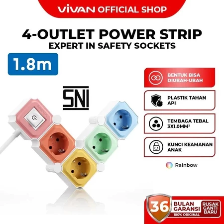 Vivan VPS-H2040C 1.8 M 4 Soket Rainbow Stop Kontak