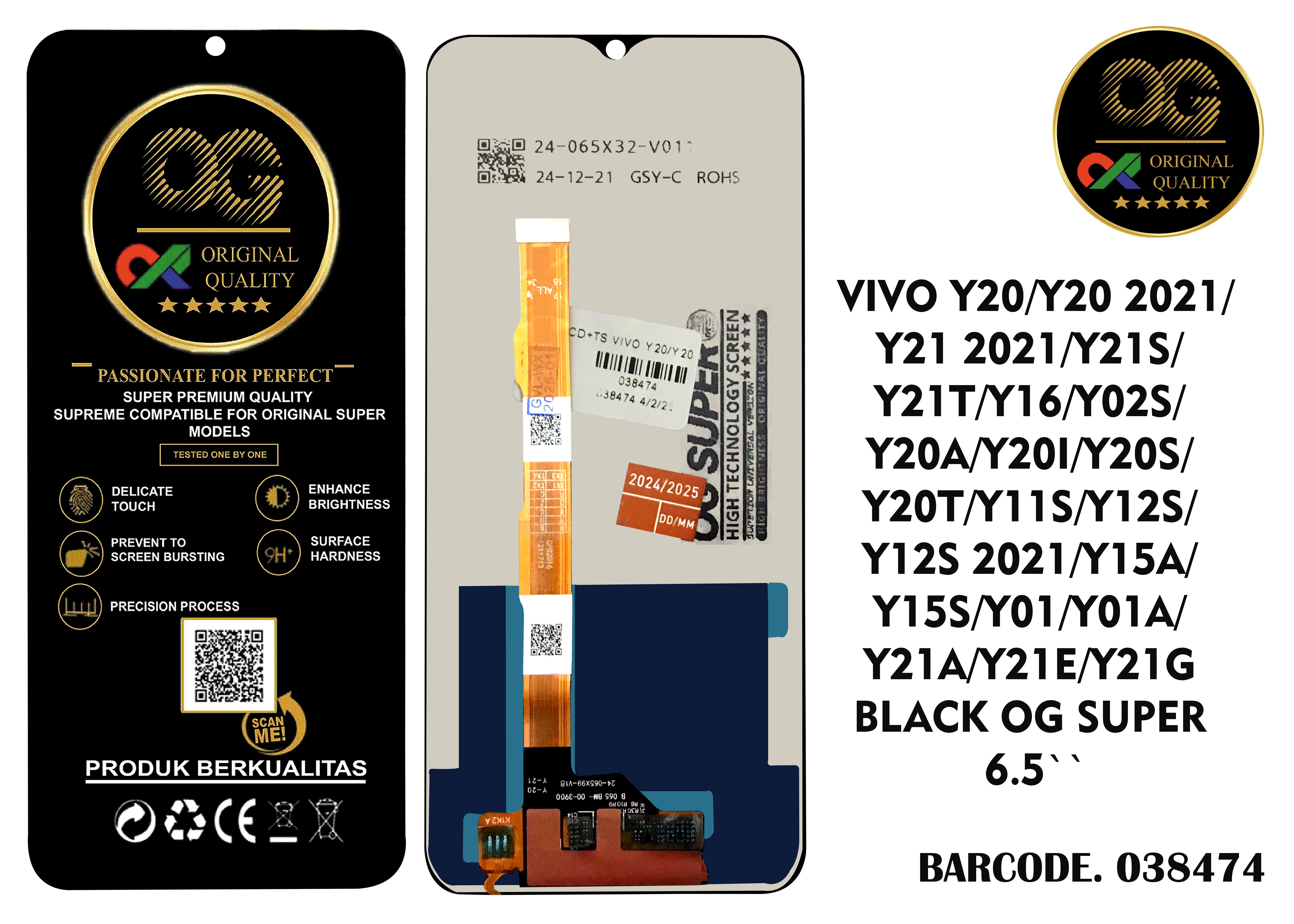 LCD Vivo Y20 / Y20I / Y20S / Y12S / Y15S / Y01 OG Super