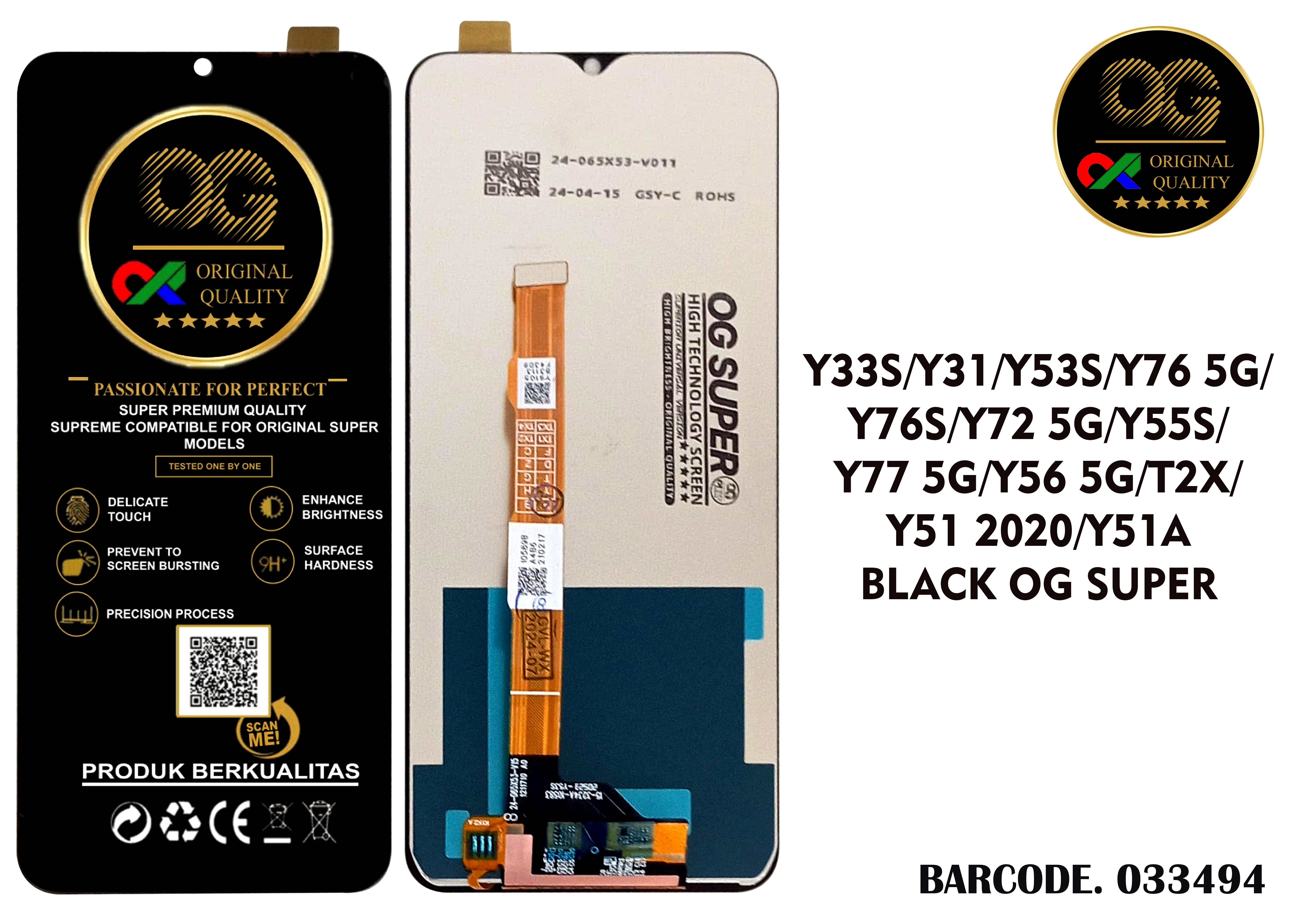 LCD Vivo Y33S / Y33T / Y21T / Y76S / Y76 5G / Y74S / T1X OG Super